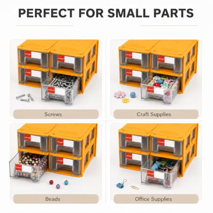 16 Pack Stackable Desk Organizer Drawers for Craft Storage Yellow - color: Yellow