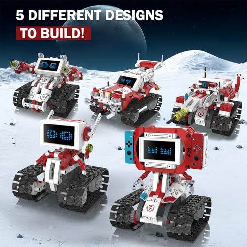 5-in-1 STEM Robot Building Kit with Remote Control & APP, Science Robot Educational Toys for Kids Age 8-16, Birthday Gifts for Boys Girls with 358 Piece