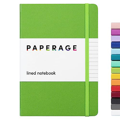 PAPERAGE Lined Journal Notebook, Hardcover Journal for Women & Men, 160 Pages, (5.6 in x 8 in), College Ruled Journaling Notebook for Work, School Supplies & Note Taking, (Lime Green) - color: Lime Green, style: A. Lined