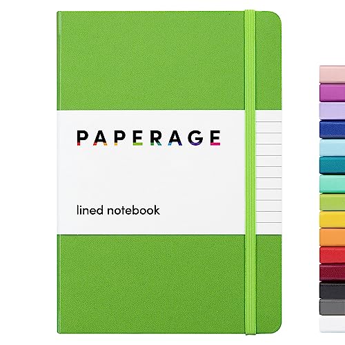 PAPERAGE Lined Journal Notebook, Hardcover Journal for Women & Men, 160 Pages, (5.6 in x 8 in), College Ruled Journaling Notebook for Work, School Supplies & Note Taking, (Lime Green) - color: Lime Green, style: A. Lined