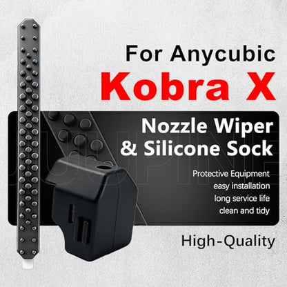 6+1 Silicone Sock & Nozzle Brush Set for Anycubic Kobra X/Kobra 4 Nozzles Silicone Cover,300°C Heat-Resistant Hotend Sleeves with Self-Adhesive Nozzle Wiper – Stick Directly on Platform for Anycubic - color: Silicone Sock and Nozzle Wiper