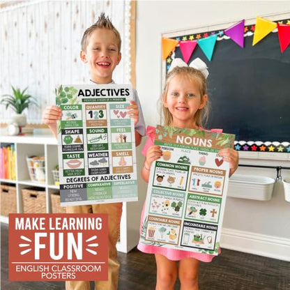 Parts of Speech Posters for Classroom Must Haves, 12 Grammar Posters - color: Farmhouse Classic