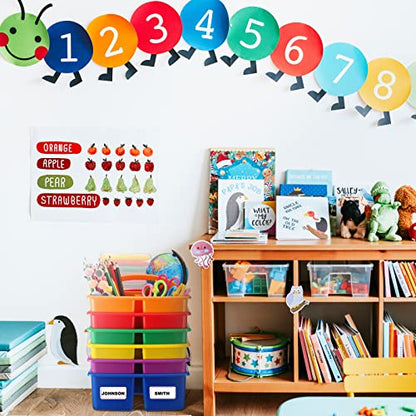 Tanlade 12 Pcs Classroom Storage Caddies Stackable Utility Caddies with 3 Compartment Portable Plastic Caddy with Handle Classroom Storage Bins Organizers for Kids Schools Art Craft Supplies