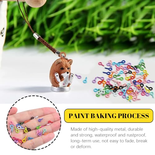 1200Pcs 8mm 10mm Colorful Mini Screw Eye Pins & Open Jump Rings Kit
