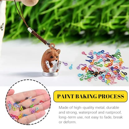 1200Pcs 8mm 10mm Colorful Mini Screw Eye Pins & Open Jump Rings Kit
