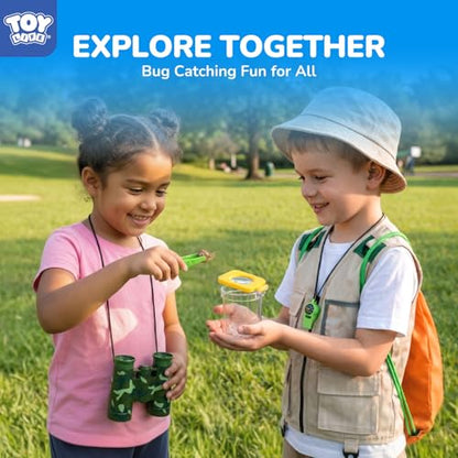 TOY Life Kids Explorer Bug Catcher Kit with Safari Costume, Binoculars Kids Outdoor Toys, Bug Toys, Butterfly Net, Camping Set Outdoor Activities Adventure Kit Nature Exploration Gifts Kid Ages 3-12 - style: 25 PCS Dress-Up Explorer Set - Orange