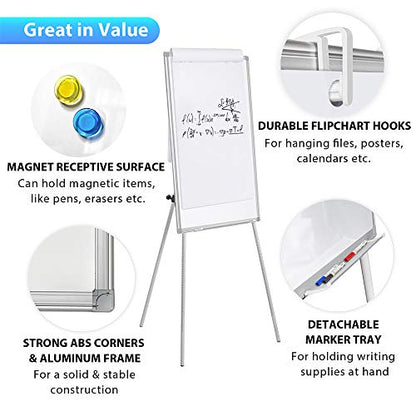 Maxtek Easel Whiteboard 40 x 28 in, Stand Tripod with Height Adjustable - style: 40x28 White