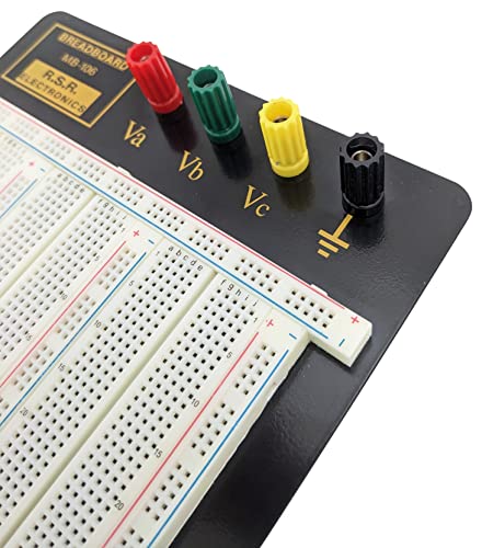 Premium Solderless Breadboard with Aluminum Backplate (2,390 Contact Points, 4 Binding Posts), 9.4" x 7.7" by SciencePurchase