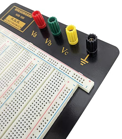 Premium Solderless Breadboard with Aluminum Backplate (2,390 Contact Points, 4 Binding Posts), 9.4" x 7.7" by SciencePurchase