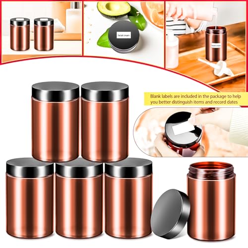 6 Pack 10oz Amber Plastic Jars Round Clear Containers with Lids, 300ml Empty Small Cosmetic Jars Makeup Containers, 10ounce Slime Jar Travel Cosmetic Container for Travel Makeup Beauty Product - color: Amber, size: 10oz-6pack