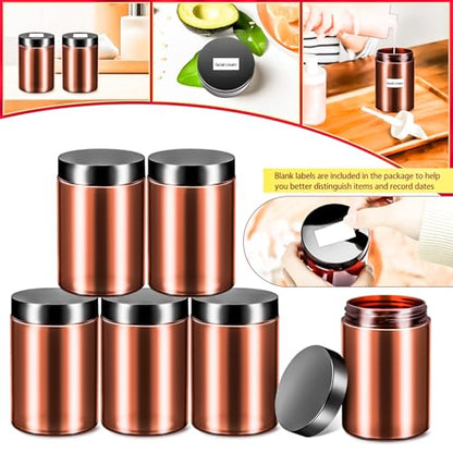6 Pack 10oz Amber Plastic Jars Round Clear Containers with Lids, 300ml Empty Small Cosmetic Jars Makeup Containers, 10ounce Slime Jar Travel Cosmetic Container for Travel Makeup Beauty Product - color: Amber, size: 10oz-6pack