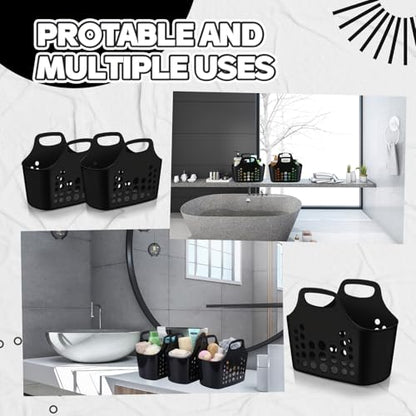 Nuogo 10 Pack Black Plastic Basket with Handles, Oval Shower Caddy Bulk - color: Black