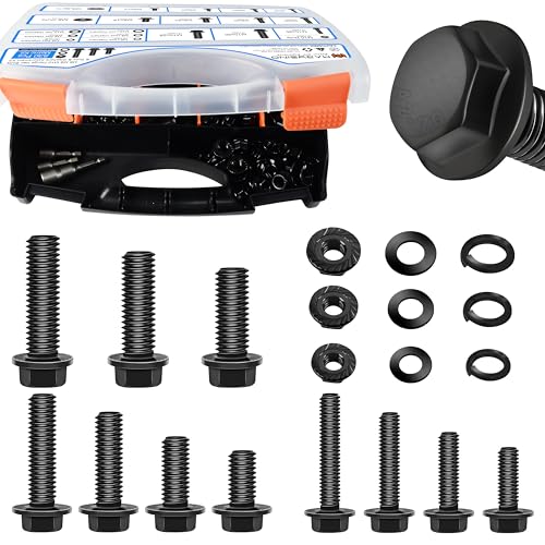 830Pcs M6 M8 M10 Bolts, Flange Hex Head Metric Bolt Assortment, Machine Screw Assortment Kit for Automotive, Black Oxided Carbon Steel Bolts and Nuts Kit - color: Black, size: 830Pcs M6 M8 M10