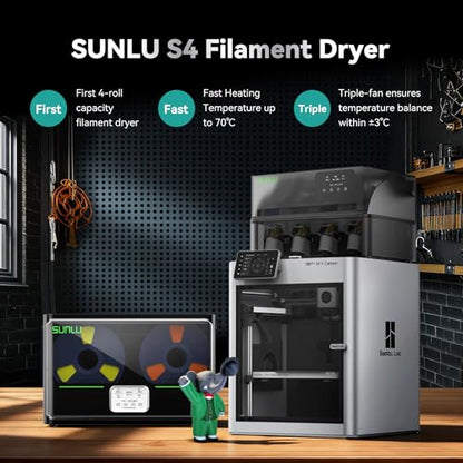 SUNLU Official Filament Dryer S4, for Nylon TPU PLA PETG ABS, (Black) - style: Dry Box-S4 FilaDryer Black