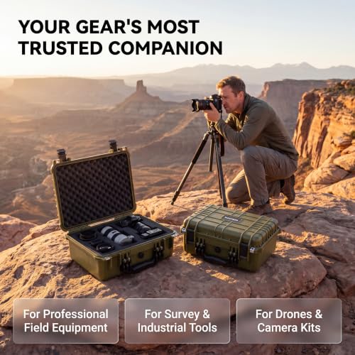 MEIJIA All Weather IP67 Waterproof Hard Camera Case,Hard Protective Case,Hard Case with Customizable Foam,Fit Use of Drones,Camera,Equipments,Pistols(Green,15.98x12.99x6.85inches) - color: Green, size: 15.98x12.99x6.85inches