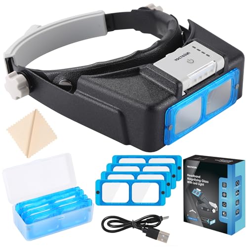 Magnifying Glasses with Light for Close Work, 1.5X-3.5X Headband Magnifier