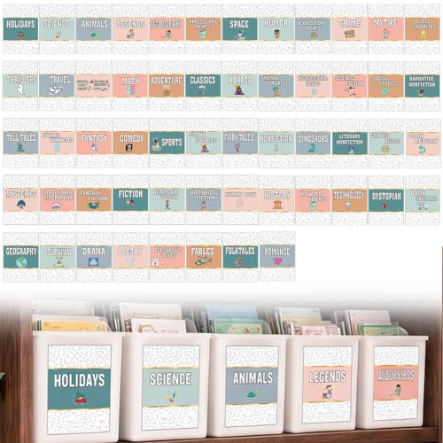 Tinlade 56 Pcs Classroom Reading Corner Label Library, Boho - style: Boho