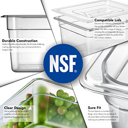 CURTA 6-Pack 1/2 Size 6" Deep NSF Polycarbonate Food Pans | Dishwasher & Freezer Safe Clear Container for Prep Tables, Buffet, Salad Bar, Commercial & Home Kitchen - color: 1/2 Size, size: 6" Deep