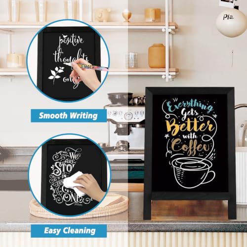 4 THOUGHT Small Tabletop Magnetic Chalkboard Signs 9.5" x 14", Black - color: Black