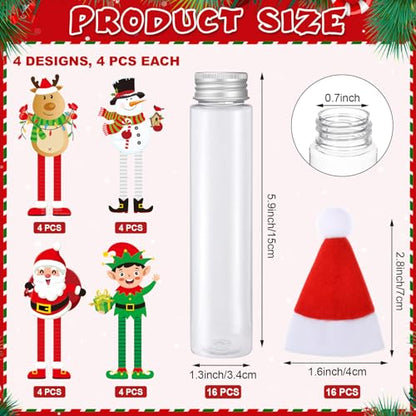 Honeydak 16 Set Christmas Candy Tubes 4 oz Hot Chocolate Clear Tube Bulk - style: Christmas