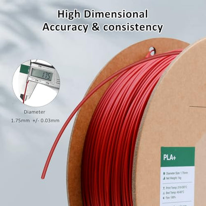 eSUN PLA+ Filament 1.75mm 1KG Fire Engine Red, 3D Printer Filament - color: 1kg-fire Engine Red