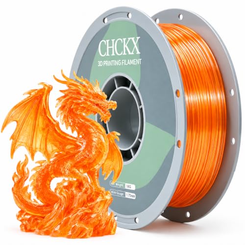 PETG 3D Printer Filament 1.75mm, +/-0.02mm Tolerance, 1kg Spool(2.2lbs), for Most 3D Printers,Clear Orange - color: Transparent Orange, size: PETG