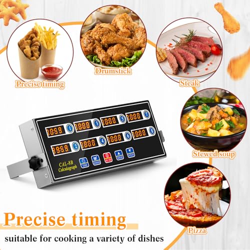 Relaxweex 2 Pack Commercial 8 Channel Digital Kitchen Timer, Multi-Countdown Timer with Loud Alarm & Large LCD Display, Wall Mount or Countertop for Restaurant, Fry Station, Baking & Lab Use