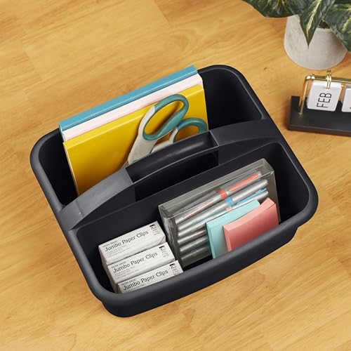 ECR4Kids 2-Compartment Large Storage Caddy Organizer, 6-Pack, Black - color: Black