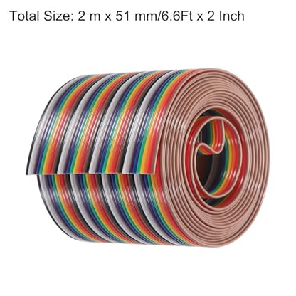 MECCANIXITY 1 Pcs 40 Pin Flat Rainbow Ribbon Cable 6.6 Ft 1.27mm Pitch Breadboard Jumper Wires for Electronic Projects - size: 6.6 Ft, style: 40P