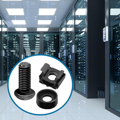 45‑Pack M6 x16mm Rack Screws, Cage Nuts & Washers Server Cabinet - color: 45Pack-M6 x 16mm-BK
