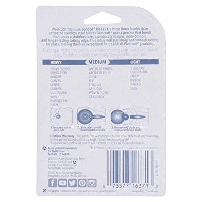 Westcott Titanium Bonded Rotary Replacement Blade, 45mm (16371) - size: 45MM