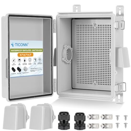 TICONN Outdoor Electrical Box with Ventilation Holes, IP65 Junction Box - color: Off-white, size: 8.7"x6.7"x4.3"