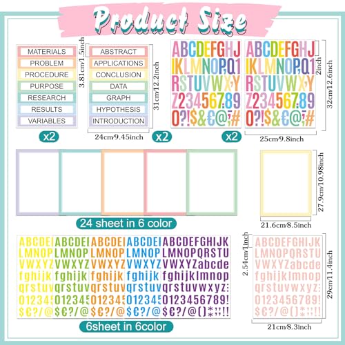 PerKoop 36 Sheets Science Fair Board Poster Boards Supplies 24 Self Adhesive Presentation Subtitles 4 Science Fair Project Titles 8 Personalized Letter Sticker for Classroom(Fresh Color) - color: Fresh Color