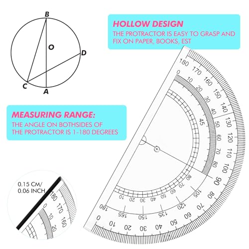 Zonon 36 Sets Math Geometry Kit, 10 Pcs Compass Rulers Protractor School