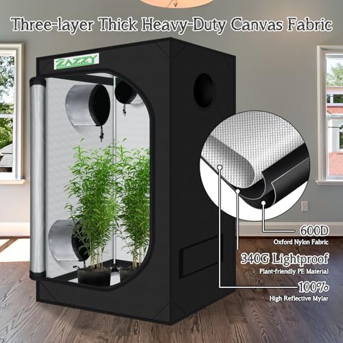 zazzy Hydroponic Grow Tent, 24"x36"x60" Reflective Mylar Grow Tent - size: 24"x36"x60"