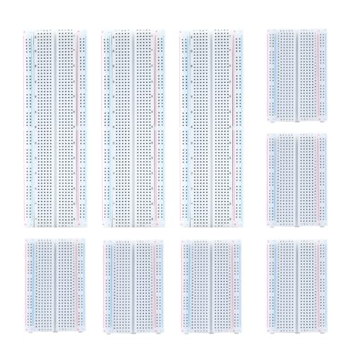Breadboards Kit 3PCS 830 Point and 6PCS 400 Point Solderless Breadboards for Arduino Projects Prototype Building with Interlocking Design and Built in Power Distribution Rails for Electronics DIY