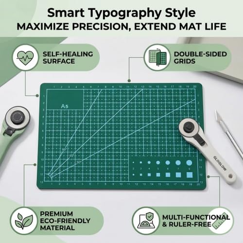 Self Healing Cutting Mat, Durable Double Sided Precision Cutting Surface for Sewing Crafts PVC Blue A5 8.3 x 5.9 Inch 1 Piece