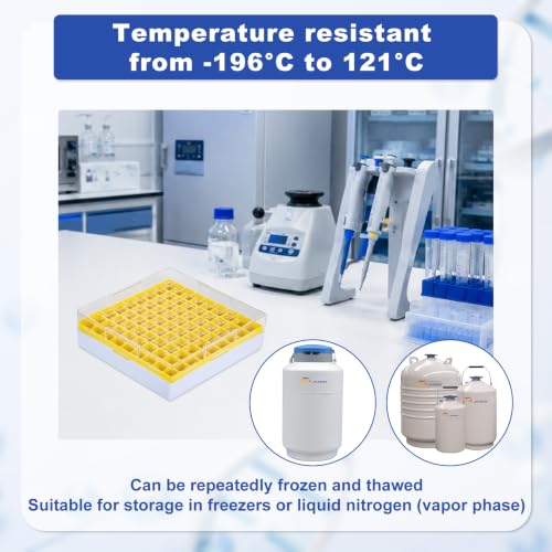 2in PC Cryo Boxes, 81-Well Tube Racks, Case of 20, Yellow - color: Yellow, size: 2in,81-well