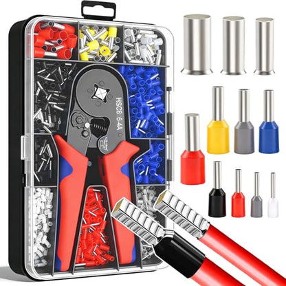mankk 1500PCS Ferrule Crimping Tool Kit,Silver Plated Copper Crimp Terminal - color: 1501pcs