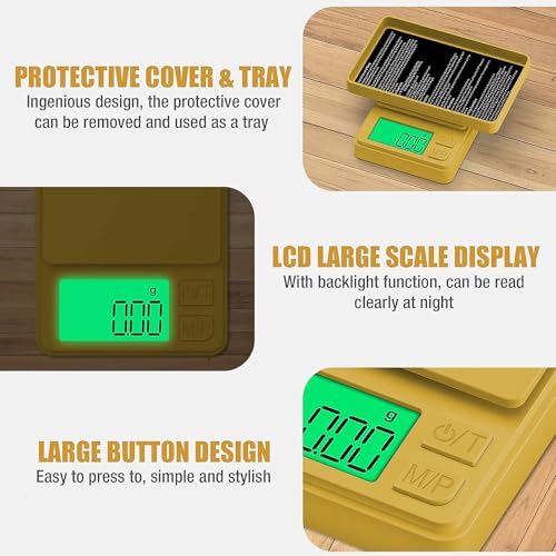 1000g Gram Scale, Diyife 0.01g Precision Pocket Scale with Backlit LCD - color: Gold