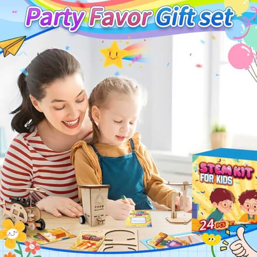 24 Pcs Party Favors for Kids Age 6-10, Treasure Box Toy Stem Kit Party Favors Science Kits for Boys Girls STEM Toys for Kids Age 6 7 8 10 12 13 Classroom Giveaways, Carnival Prizes Toy, Birthday Treats, Party Supplies