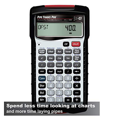 Calculated Industries 4095 Pipe Trades Pro Advanced Pipe Layout and Design Math Calculator Tool for Pipefitters, Steamfitters, Sprinklerfitters and Welders | Built-in Pipe Data for 7 Materials , White