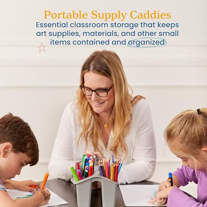 ECR4Kids 4-Compartment Small Storage Caddy Organizer, 6-Pack, Grey - color: Grey