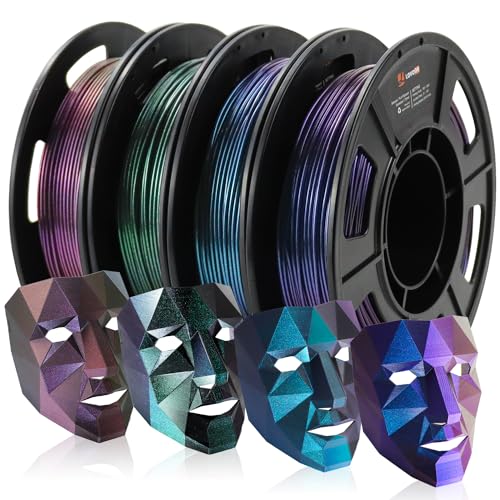 LOVOON 3D PLA Filament 1.75mm Bundle Sparkle in Sunlight Filament Glitter, Burnt Titanium 3D Printer Filament, Galaxy red/Purple Blue/Blue/Green, Galaxy Bundle, 0.8KG(200g*4 Spools)/Bundle - color: Galaxy Glitter Bundle, size: 0.8 kg