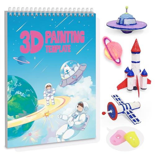 Dayker 3D Space Printing Drawing Book, 40 Patterns Reusable Paper Template - color: Space Blue