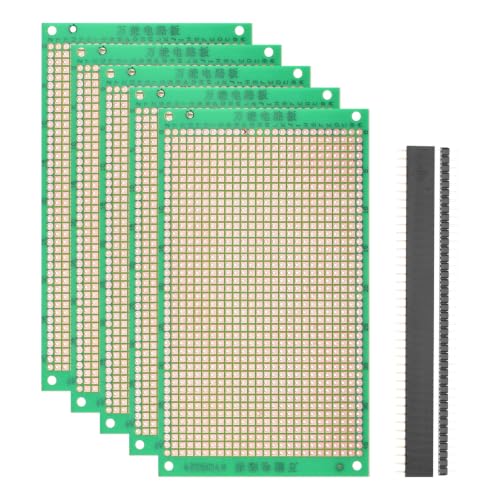 5Pcs 12x7cm PCB Prototype Board w 40-Pin Headers, Green - size: 12x7cm(2.54mm Pitch/1.5mm T)