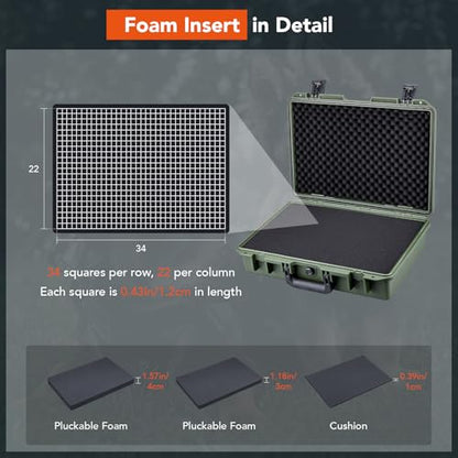 Lykus HC-4410 Waterproof Hard Case with Foam, Inner Size 15.75*10.24*3.94in - color: Green, size: HC-4410