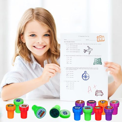 Cinrobiye 24 Pcs Adventure Travel Stampers Party Favor Set Fun Bon Voyage Stamps Birthday Party Supplies Classroom Rewards Carnival Prizes Goody Bag Fillers Pinata Filler Travel Party Gift Set - color: Adventure Travel
