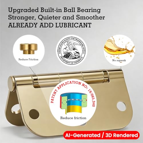 TDCHINGES Rounded Door Hinges Polished Brass 3.5 Inch 5/8" Lasting Mute - color: Polished Brass-Rounded, size: 1 Pack-Ball Bearing-lasting no squeak