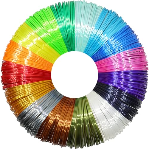 MIKA3D 16 Colors Silk Shiny PLA Filament Sample Pack, Each Color 4 Meter Length, Total 64m Silk Shiny PLA 3D Printer 3D Pen Material Refill Sample Pack - color: 16 Colors Silk Shiny Pla
